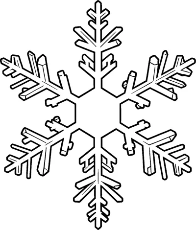 A six-armed snowflake with branching arms that end in small flat plate crystals, around an open hexagon centre.